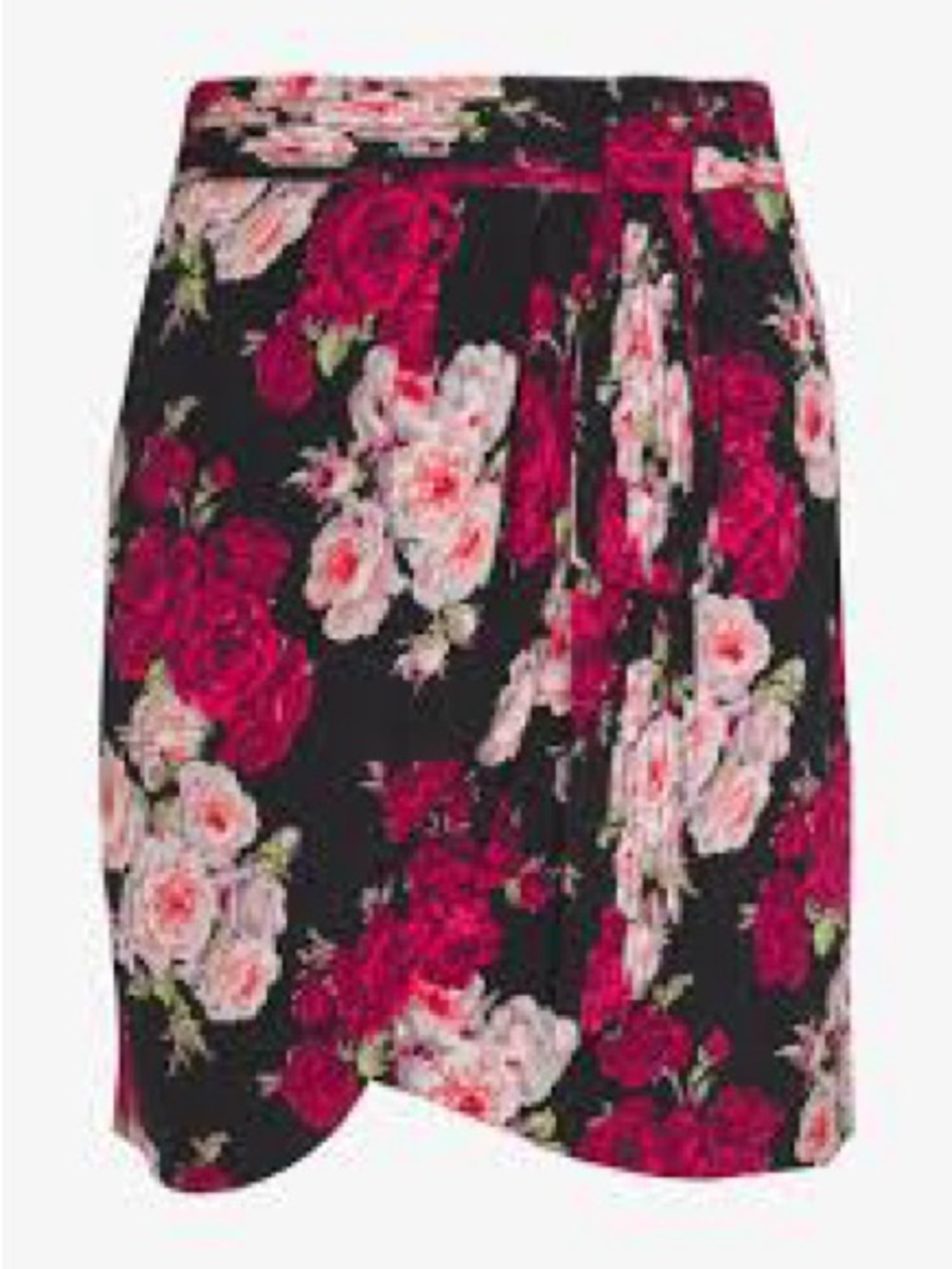 The Kooples Black Floral Asymmetrical Wrap Skirt